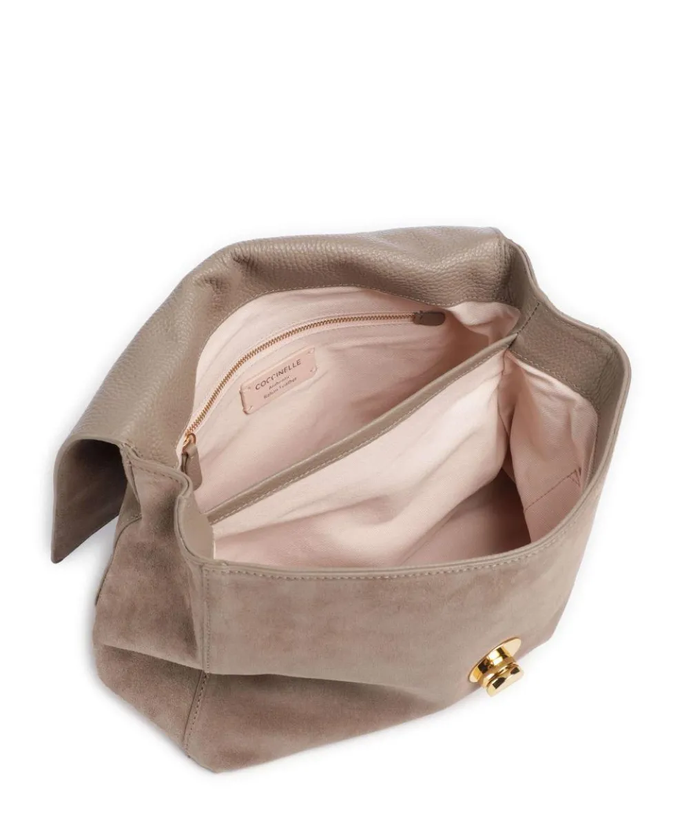 Liya Suede Handbag brushed leather taupe