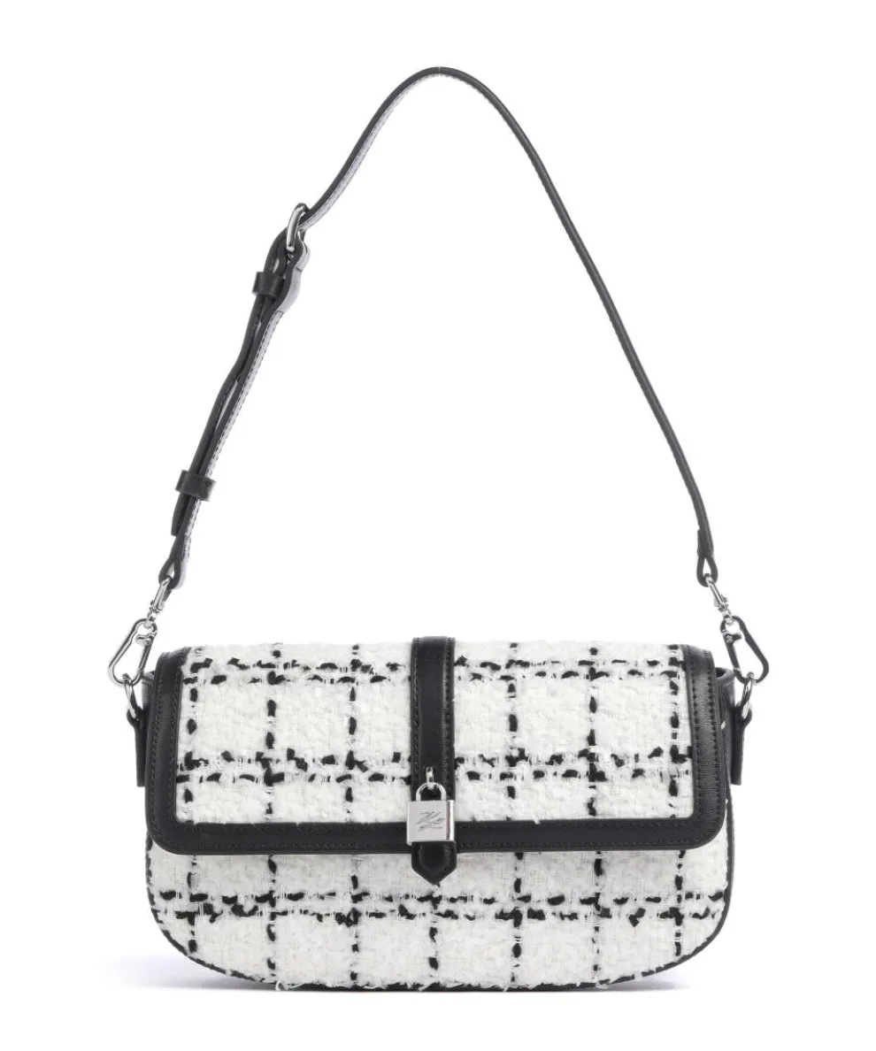 K/Autograph Boucle Shoulder bag fine grain cow leather, polyamide black/white