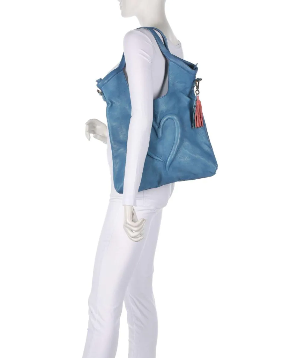 Herzweg 6 Tote bag grained leather blue