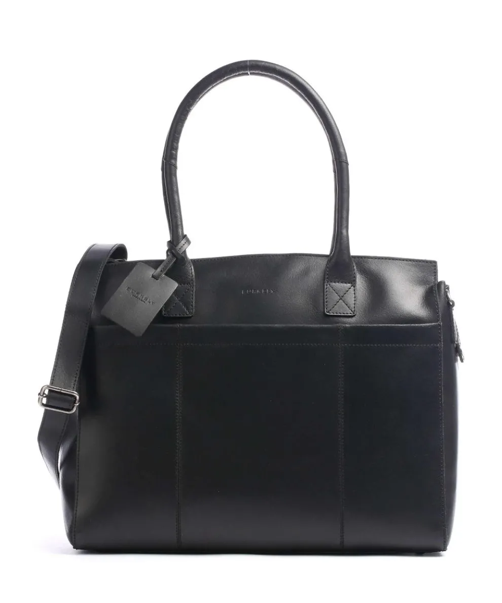 Vintage Doris Tote bag 16″ smooth cow leather black