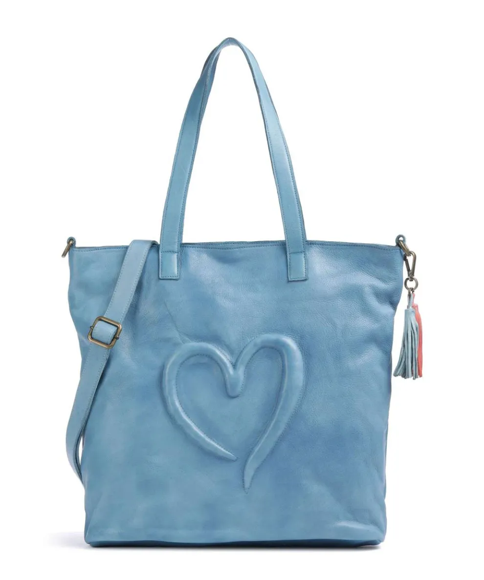 Herzweg 1 Tote bag grained leather light blue