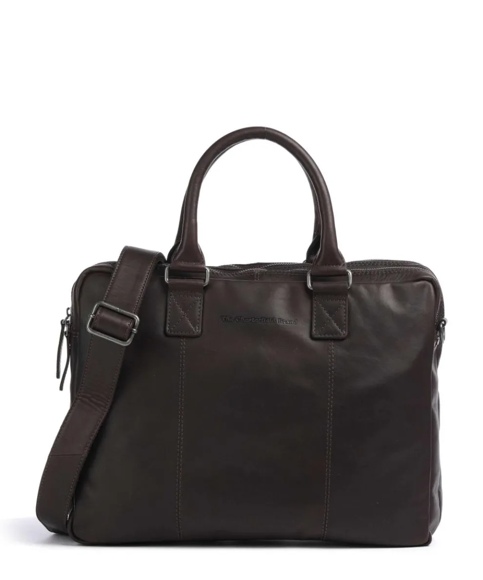 Cow Wax Pull Up Fabian Briefcase 15″ cow leather dark brown
