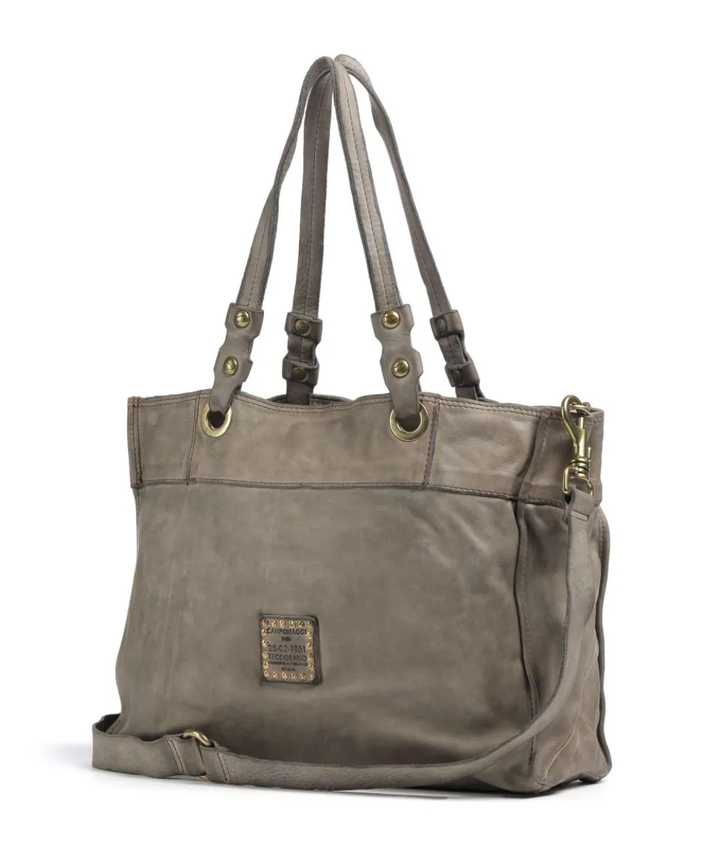 Tote bag fine grain cow leather light grey