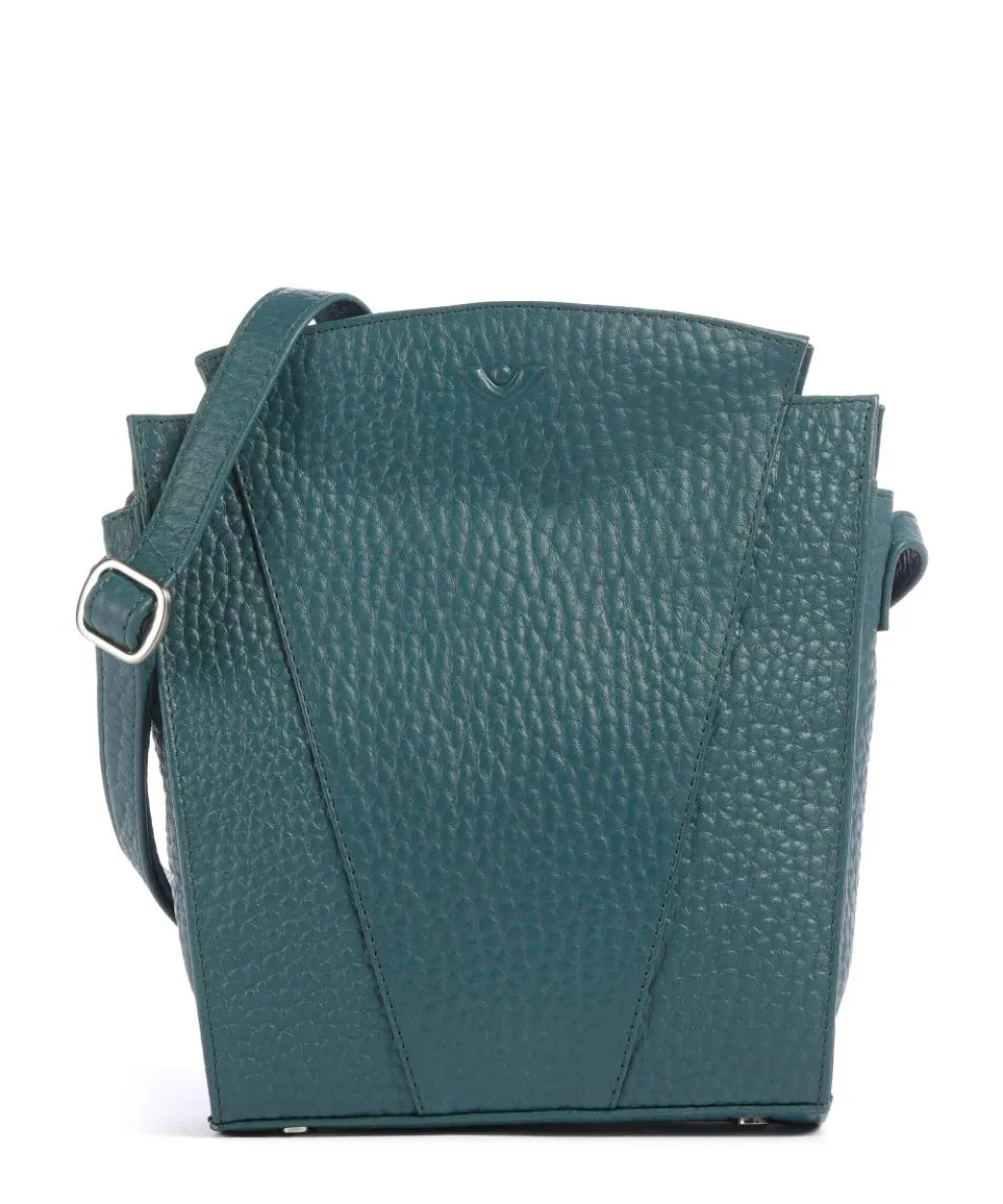 Hirsch Darlene Crossbody bag grained leather petrol
