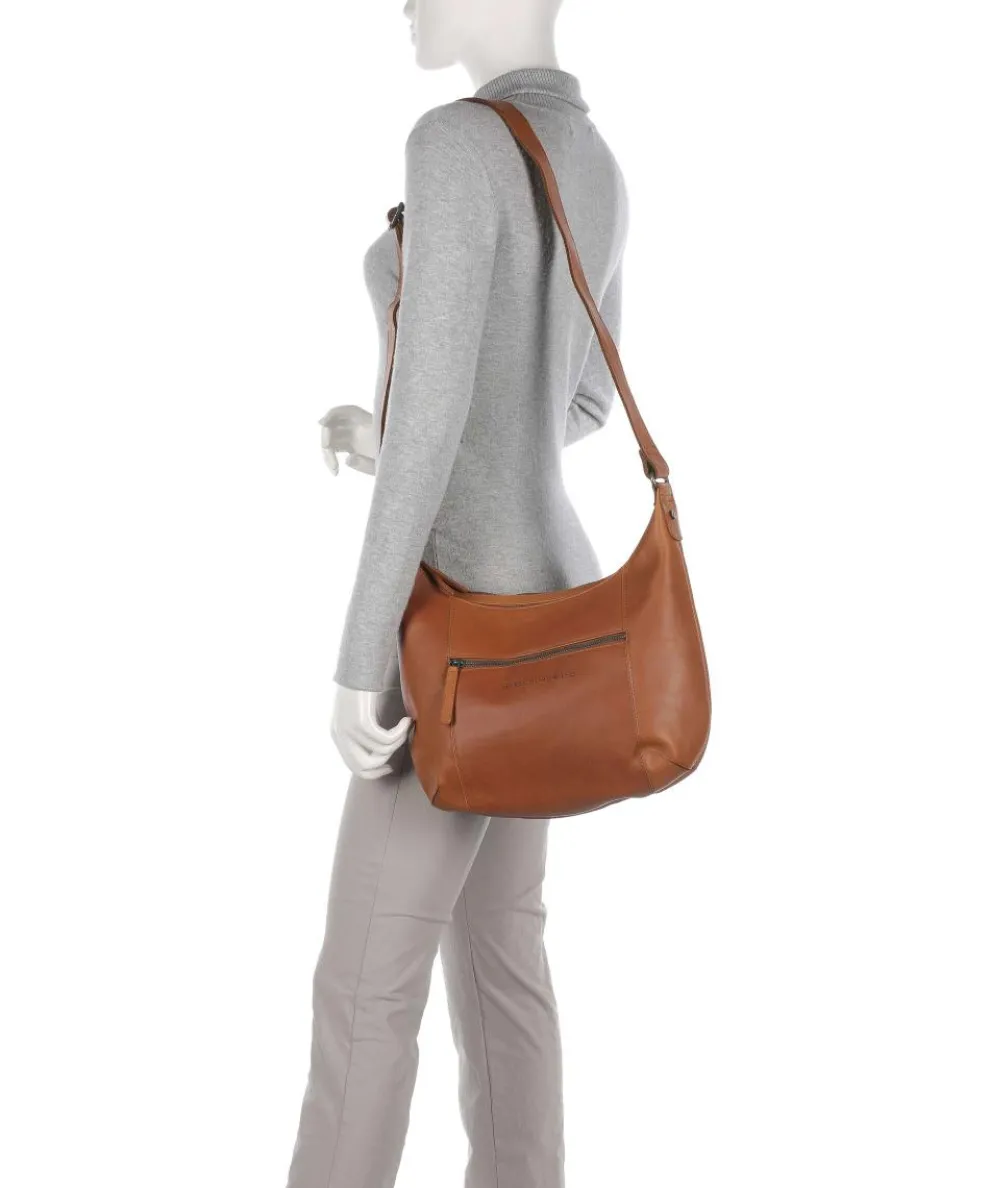 Cow Wax Pull Up Arlette Hobo bag fine grain leather cognac