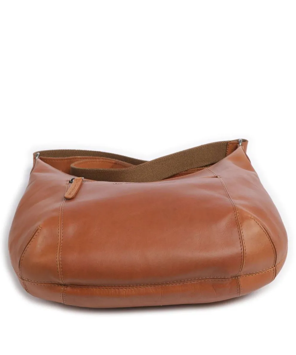 Cow Wax Pull Up Arlette Hobo bag fine grain leather cognac