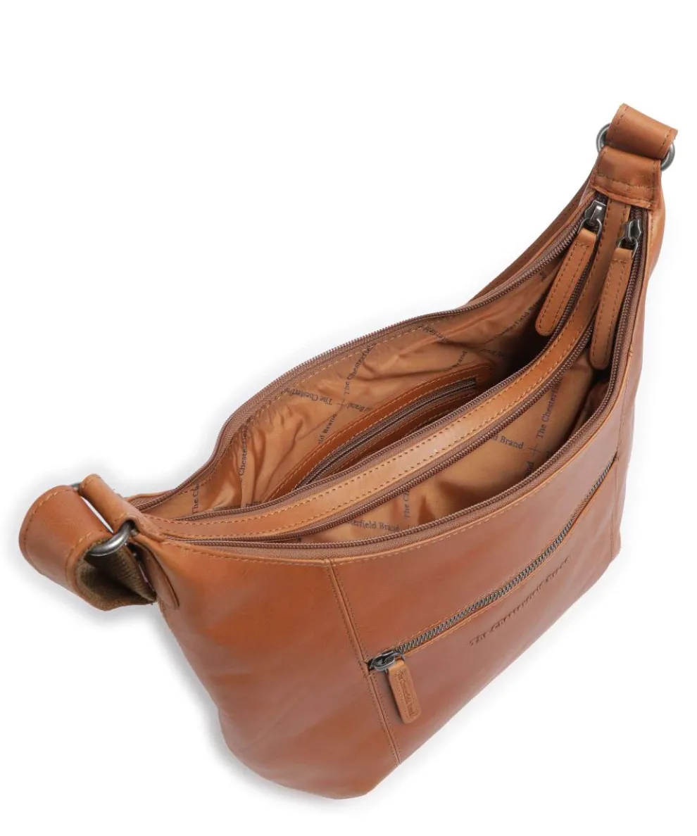 Cow Wax Pull Up Arlette Hobo bag fine grain leather cognac