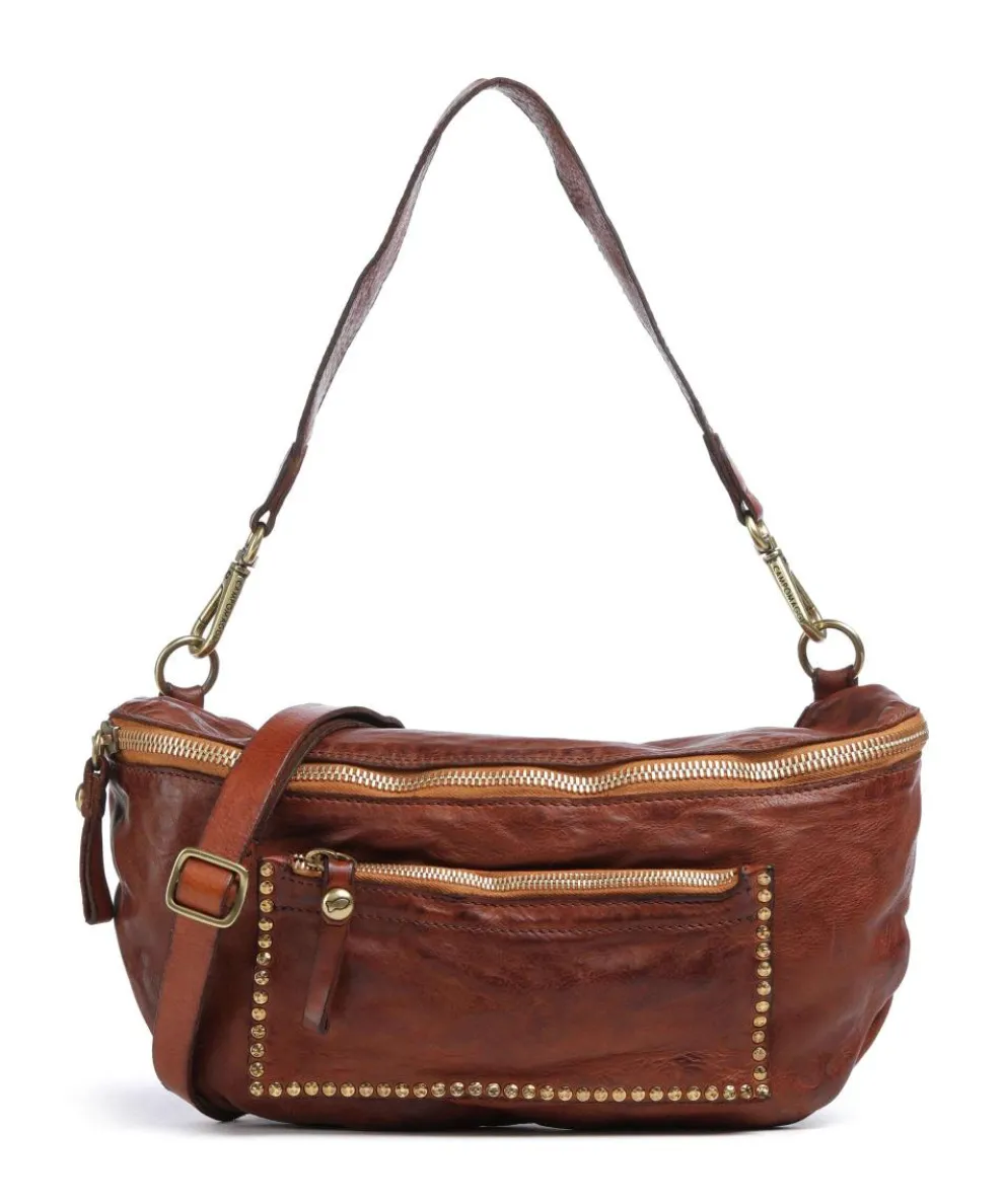 Shoulder bag fine grain cow leather cognac