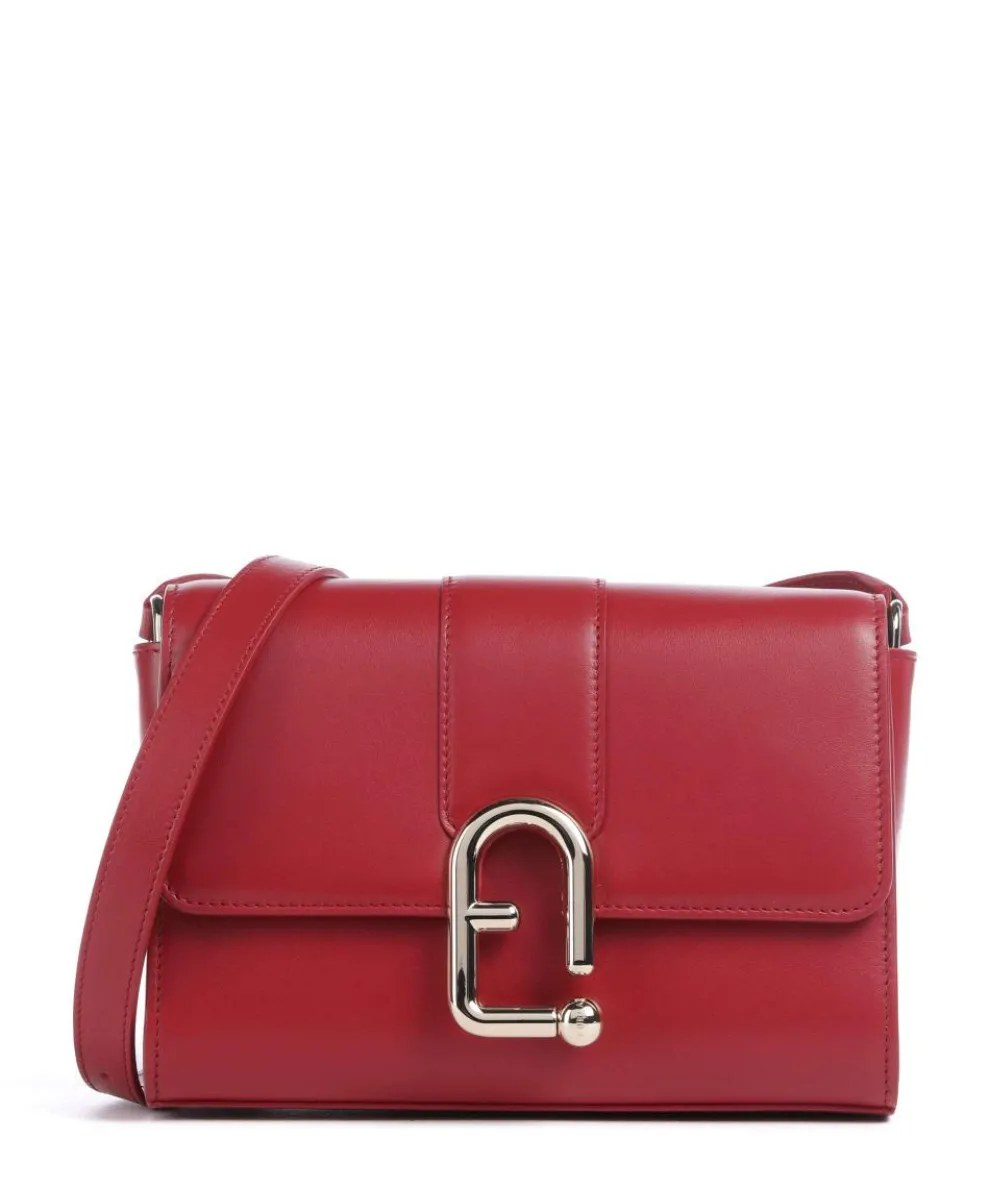 Nuvola S Crossbody bag fine grain leather dark red