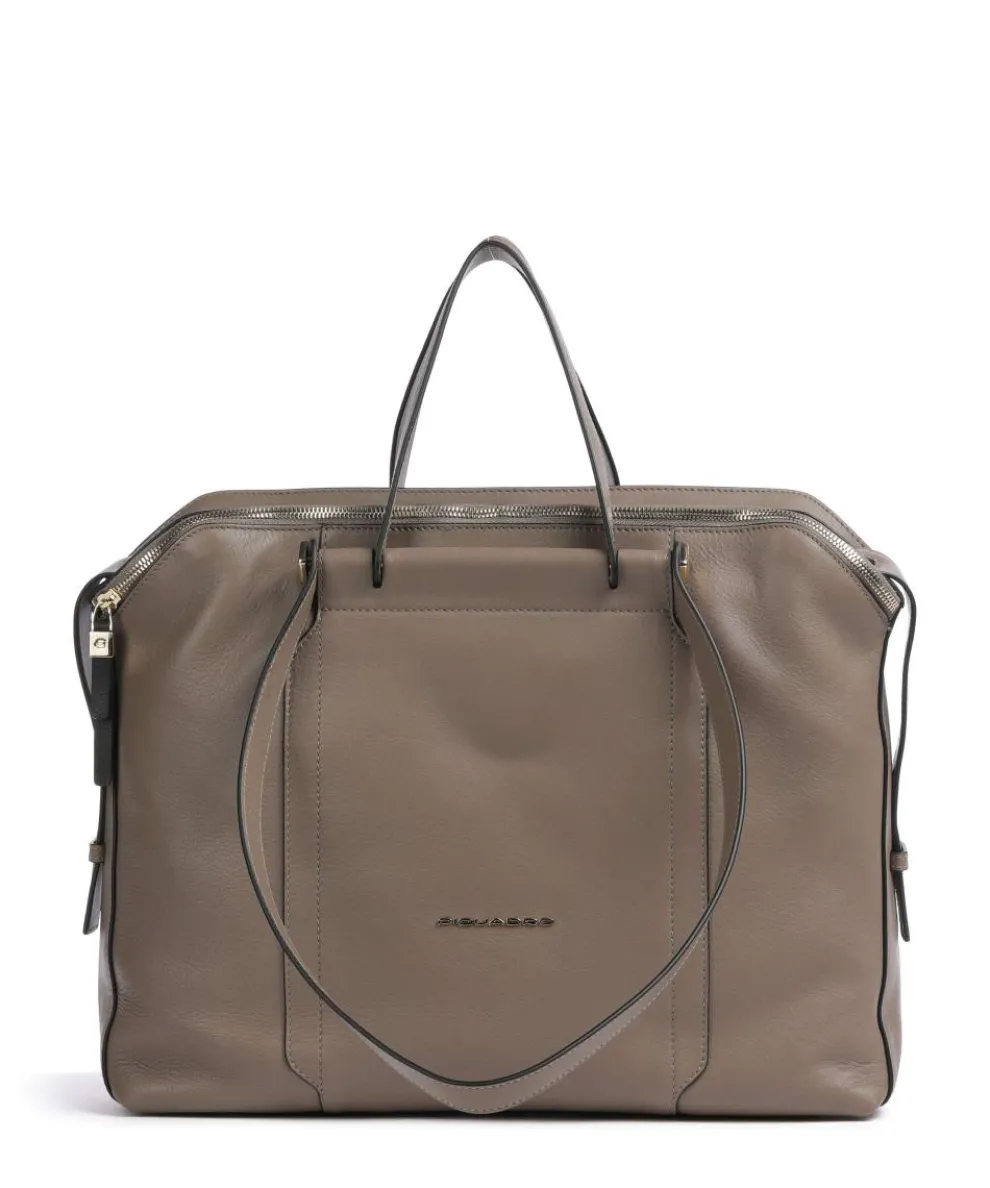 Circle Briefcase 14″ fine grain cow leather taupe