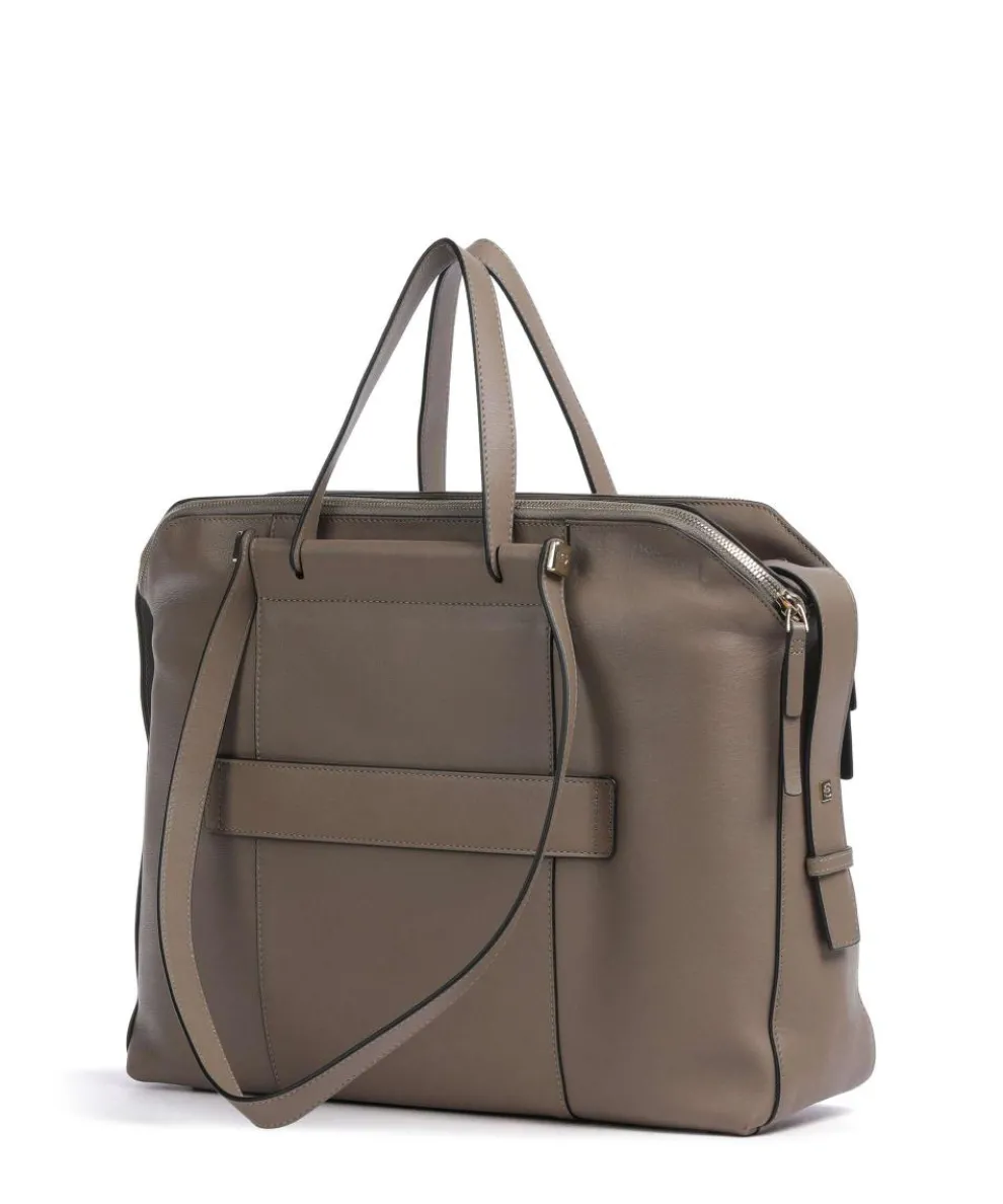 Circle Briefcase 14″ fine grain cow leather taupe