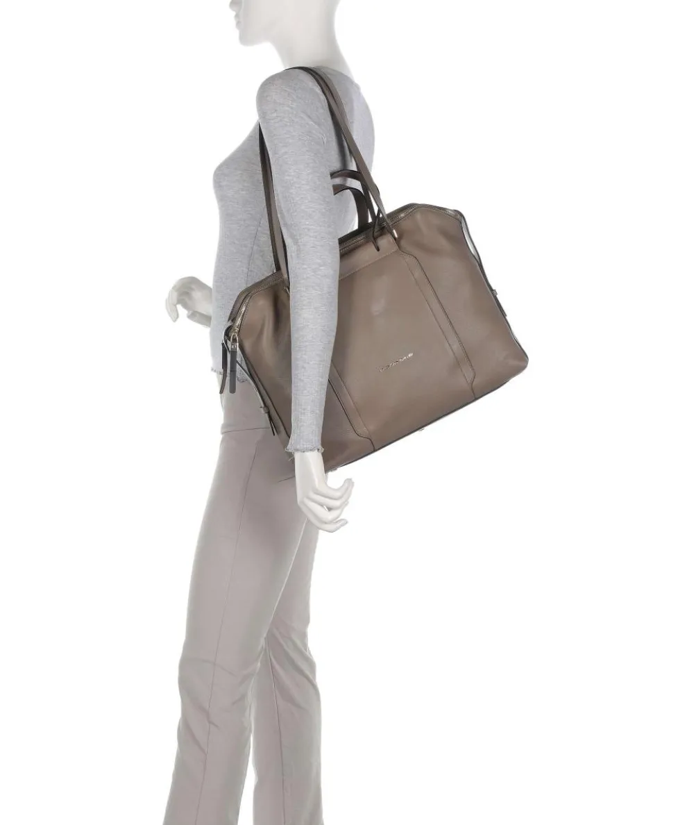 Circle Briefcase 14″ fine grain cow leather taupe