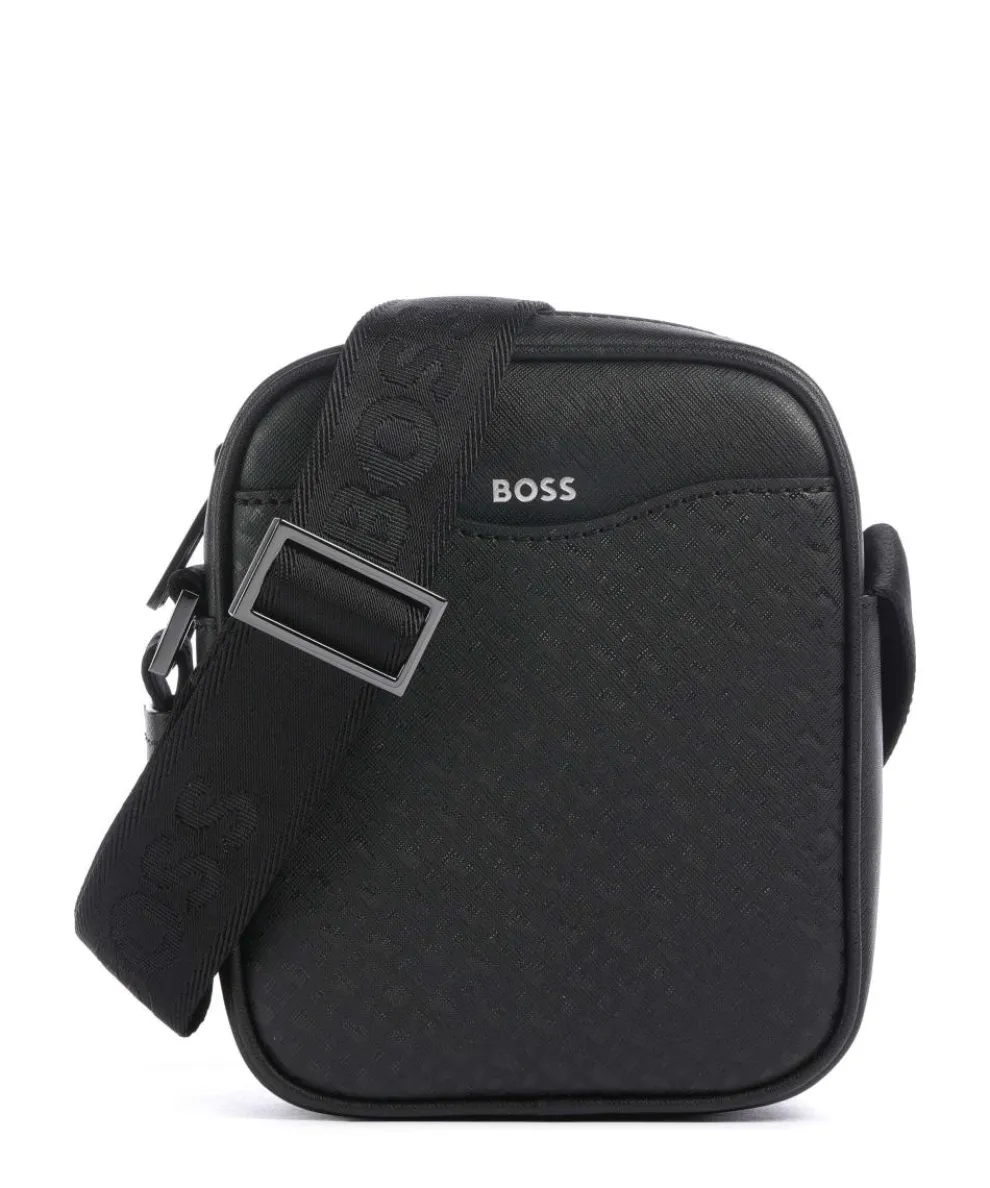 Zair Crossbody bag fine grain leather black