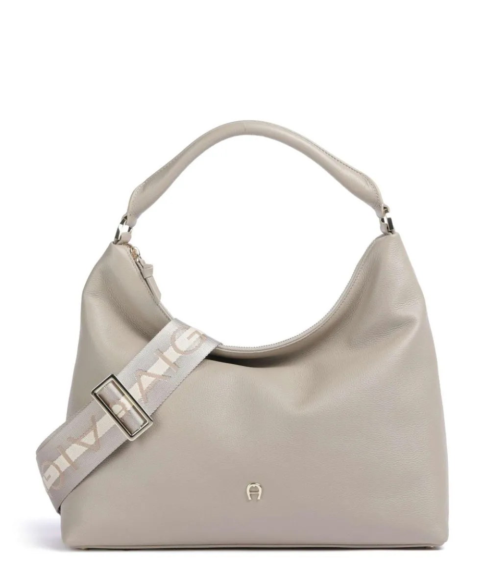 Zita M Hobo bag grained cow leather beige