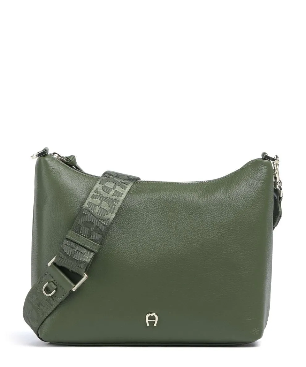 Zita S Crossbody bag grained cow leather dark green