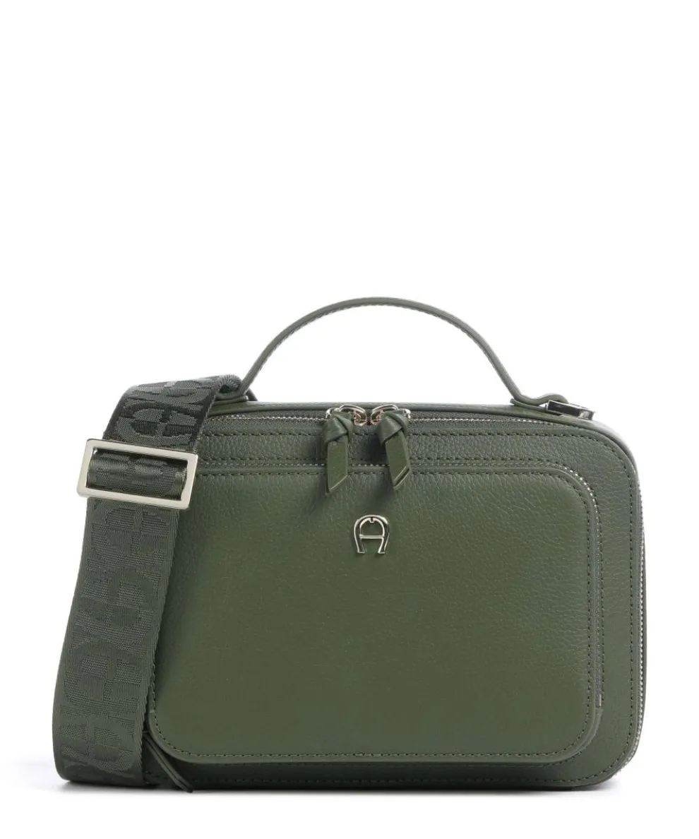 Zita S Crossbody bag grained cow leather dark green