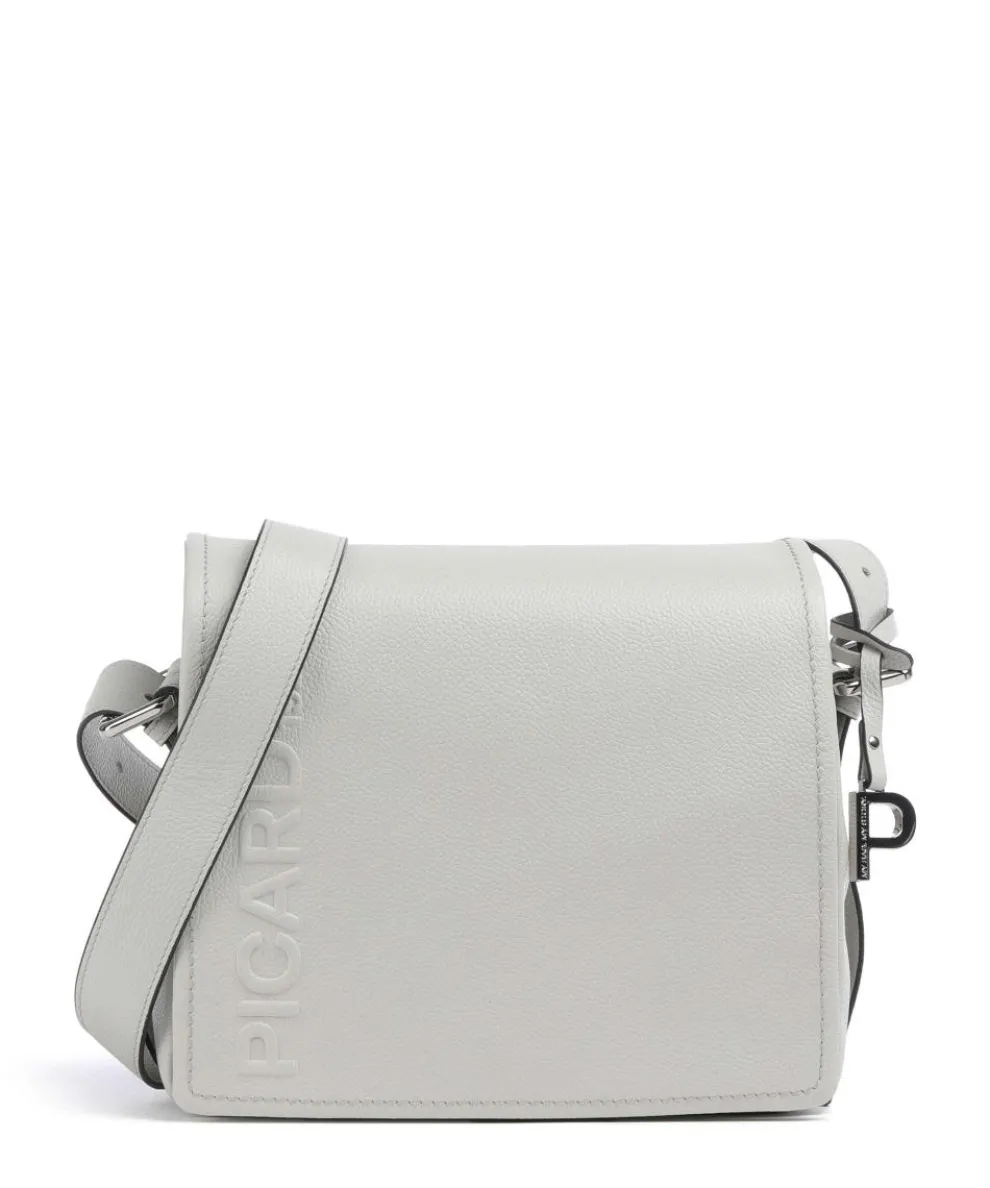 Zoom Crossbody bag grained cow leather light grey